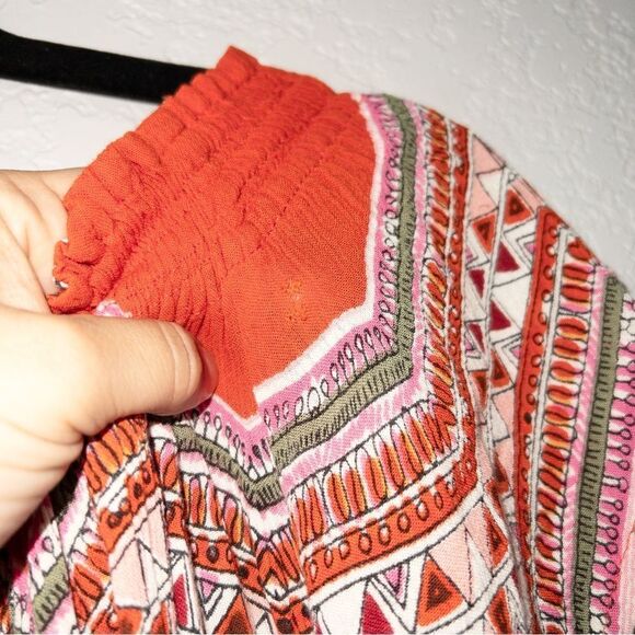 Patrons of Peace Red Floral Boho Off The Shoulder Maxi Dress Size Medium - Picture 8 of 9